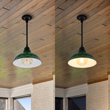 Jasper 12.25" Farmhouse Industrial Indoor/Outdoor Iron LED Pendant